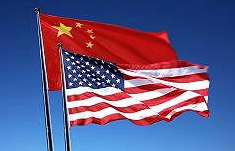 China US flags