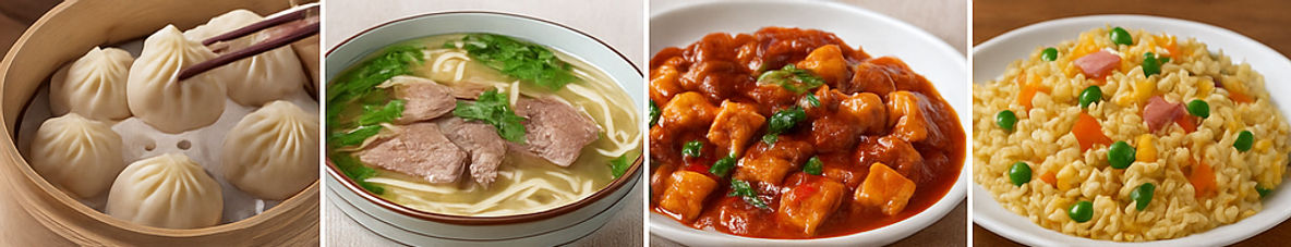 Xiaolongbao, Lanzhou Lamian, Mapo Tofu and Yanzhou Fried Rice (Images by ChatGPT)