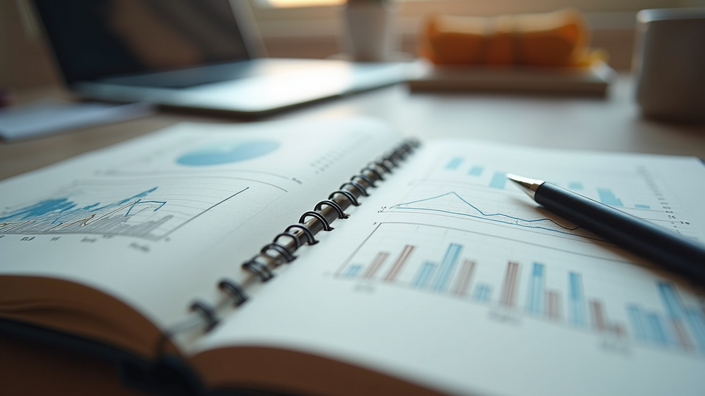 High angle view of a sophisticated infographic showing data trends